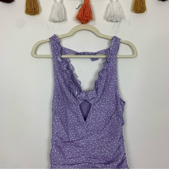 NWT For Love & Lemons Chelsea Purple White Polka Dot Mini Dress Size Small - Picture 4 of 13